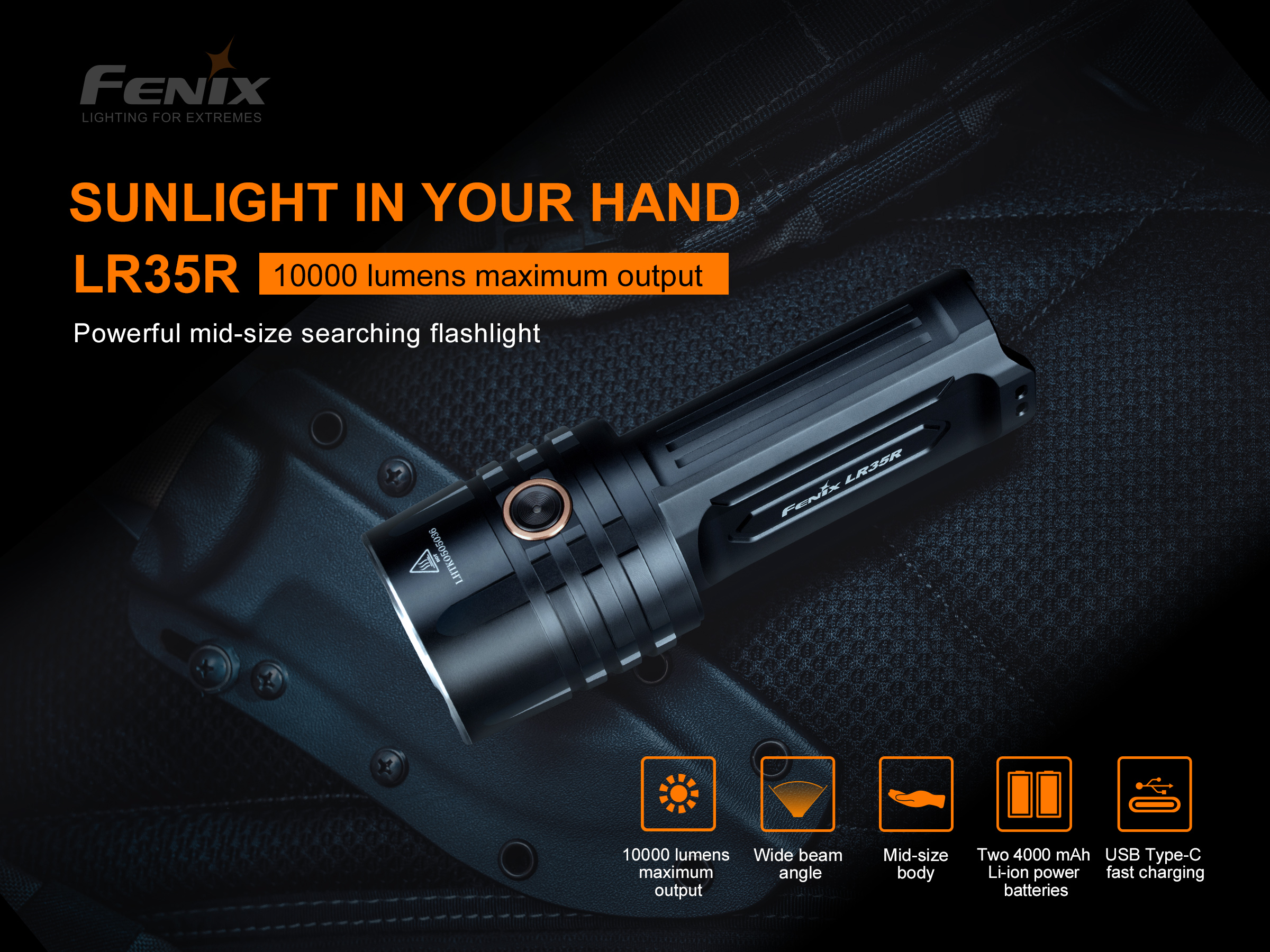 Fenix LR35R 10000 Lumen Long Throw Rechargeable LED Flashlight | eBay